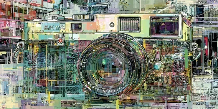 digital camera covered with digital noise